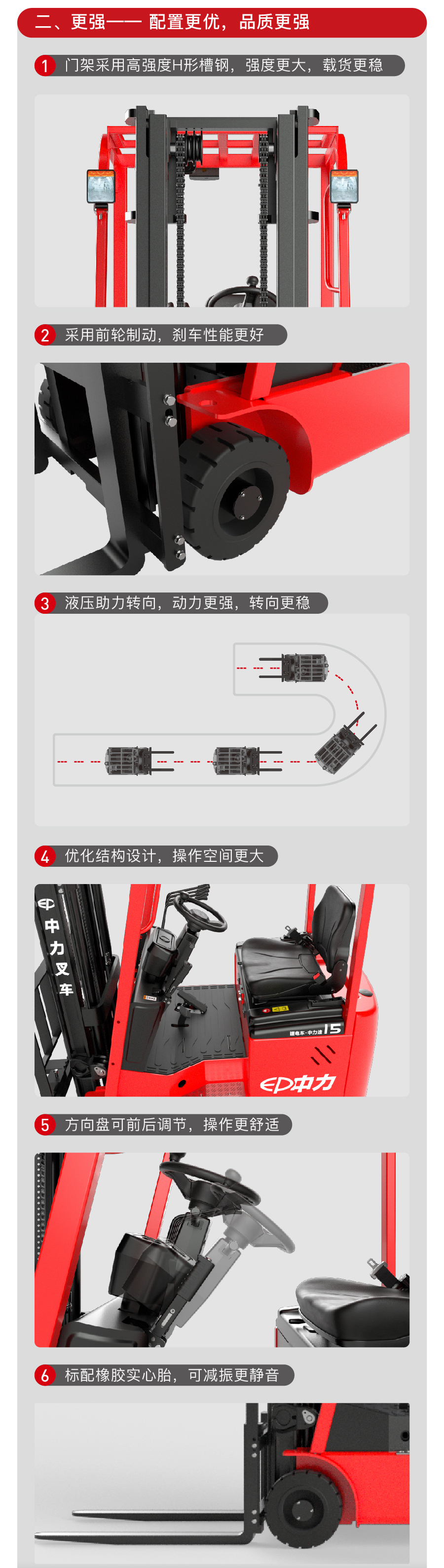 1.5噸三支點(diǎn)平衡重式電動(dòng)叉車EFS151